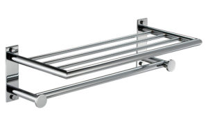 TOALHEIRO INOX 304 COM PRATELEIRA & GANCHOS